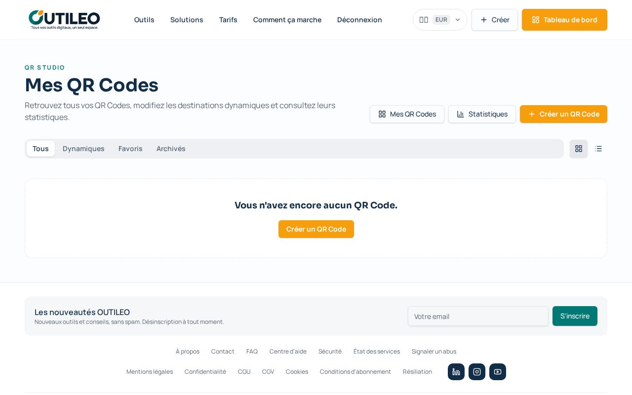 Capture de l'écran OUTILEO : Suivre les scans d'un QR Code